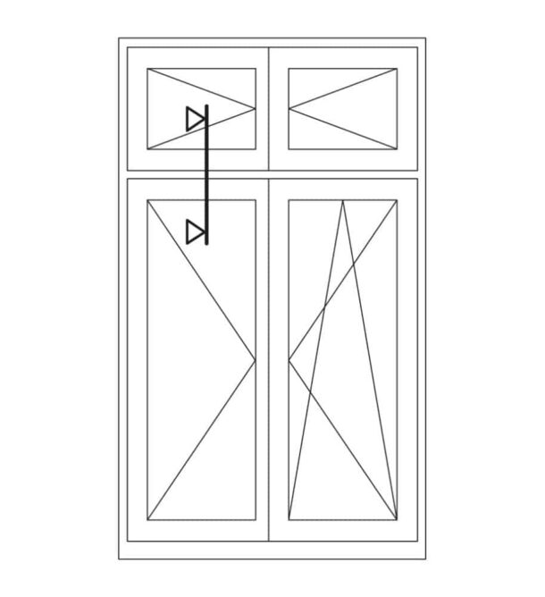 Zeichnung eines Fensters mit Kämpfers mit Kämpferprofil.