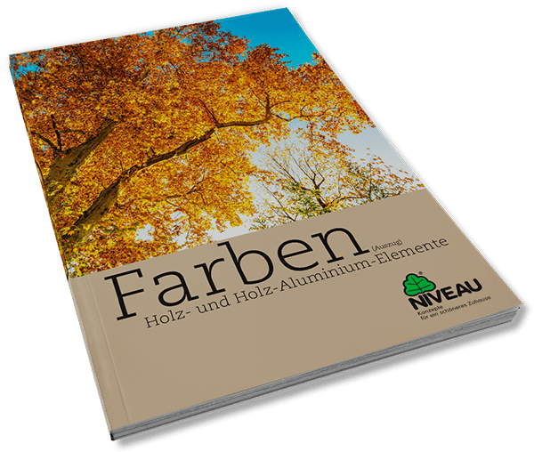 Der Katalog „NIVEAU Farbübersicht“. Auf dem Cover steht „Farben“.